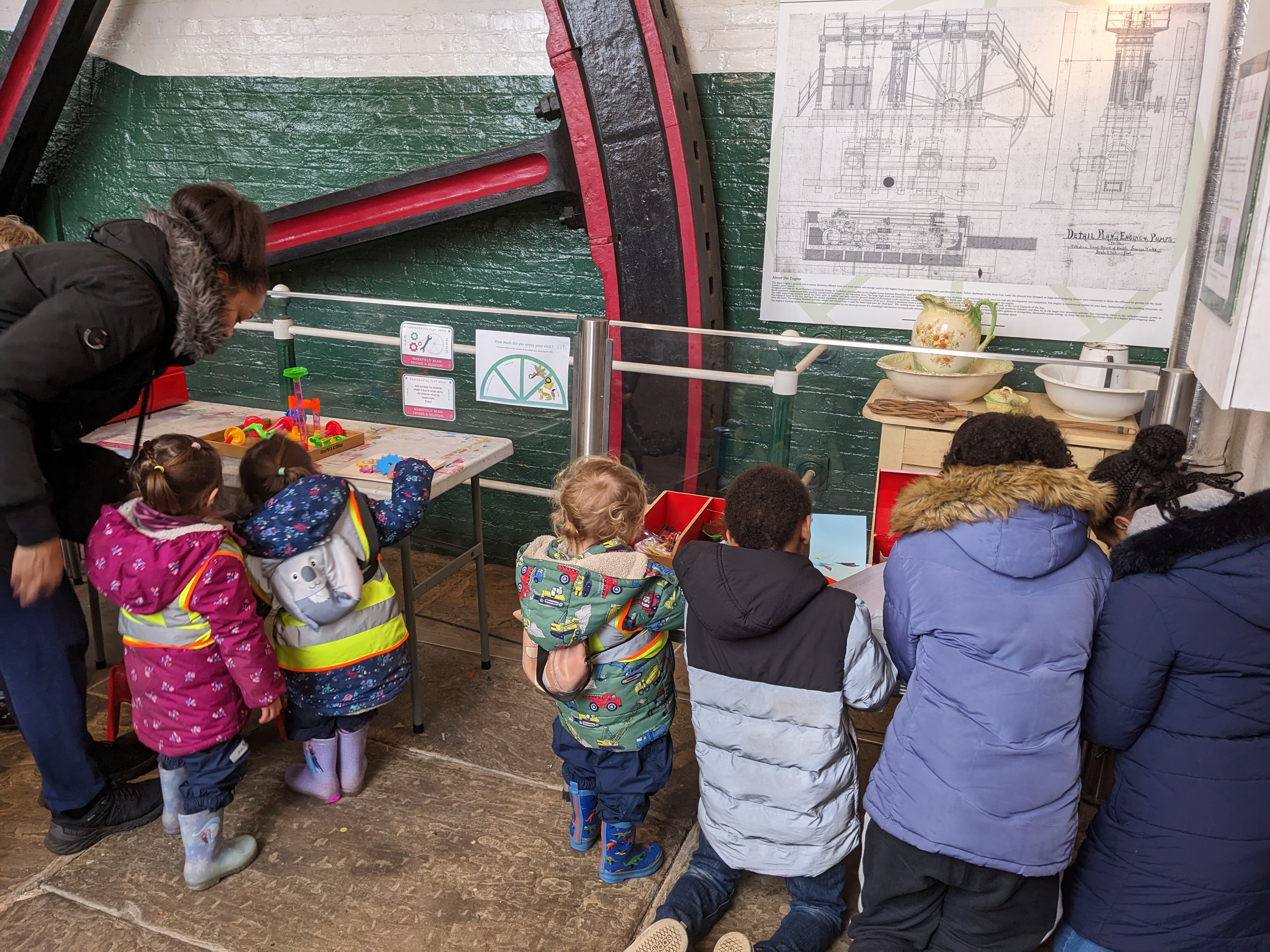 Children at the engineering play area